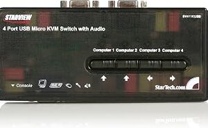 StarTech.com 4 Port USB KVM Switch Kit with Cables and Audio - Black (SV411KUSB)