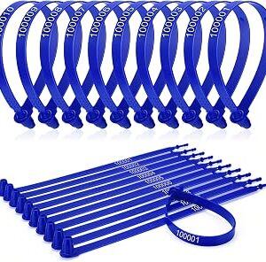 Roowest 1000 Pcs Plastic Truck Trailer Door Seals, Tamper Evident Security Tags, Numbered Safety Disposable Locks for Container Logistics Transport Package Shipping(Blue)