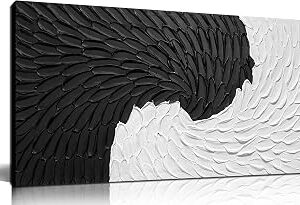 Abstract Painting Wall Art for Living Room Black and White Wall Decor for Office Hand Painted Wall Art for Bedroom 20 x 40 Inch