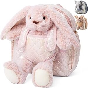 Moonkie Hug & Go™ Bunny Toddler Backpack – Soft Plush Bag with Detachable Toy for Girls Aged 2–4 | Perfect for Daycare, Travel & Birthday Gifts