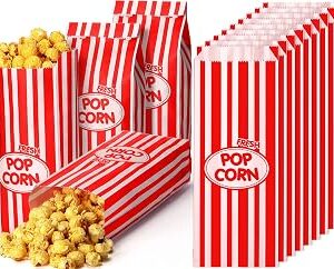 Sherr 500 Pcs 2oz Popcorn Bags Bulk Red Retro Stripes Disposable Popcorn Bags for Movie Nights Circus Carnival Party Favors Birthday Party Event Supplies Machine Accessories