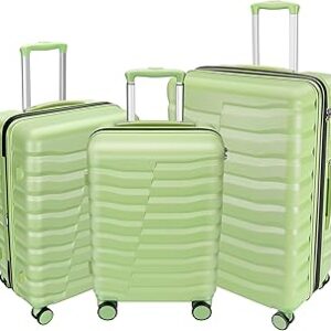 WireHot Lightweight Luggage with Spinner Wheels & YKK Zipper, 3-Piece Travel Suitcase ABS+PC Hardshell Luggage Set with TSA Lock, Light Avocado Green (20+24+28 inch)