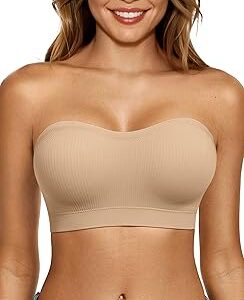 LetsJoli Push Up Strapless Bras for Women Supportive Bandeau Bra Non Slip Wireless No Underwire Padded Tube Bra