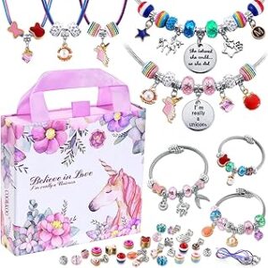 COO&KOO Girls Charm Bracelet Making Kit: Crafts for Girl 8-12 A Perfect Gifts Unicorn Toy Girls for Ages 6 7 8 9 10 Girl Jewelry Making Kit That Imagination Self-Expression and Inspires Creativity
