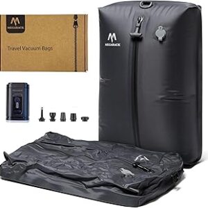Vacuum Bags for Travel, IP67 Reusable Vacuum Seal Bags for Clothing with Electric Pump, Vacuum Seal Packing cube for Suitcases, Backpack & Travel (2PC+Pump)