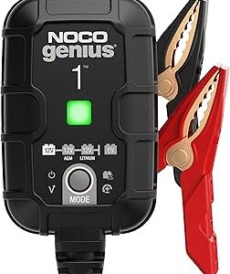 NOCO GENIUS1: 1A 6V/12V Smart Battery Charger – Automatic Maintainer, Trickle Charger & Desulfator with Overcharge Protection & Temperature Compensation – for Lead-Acid & Lithium Batteries