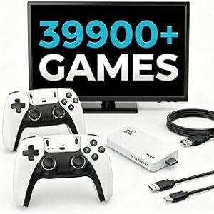 Anyando Retro Gaming Console - Plug&Play Classic Video Game Emulators Stick with Built-in 39900+ Games,28 Classic Emulators, 4K HD HDMI TV Connect, Dual 2.4G Wireless Controllers