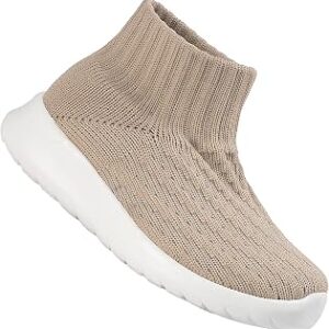 Kids Sock Shoes Girls&Boys Lightweight Sneakers Non Slip Breathable Tennis Shoes Pull On Athletic Wide Shoes Washable Black White Pink Grey Khaki Size 6-12