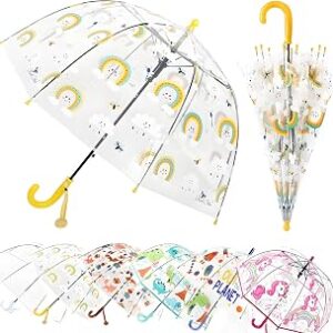 MRTLLOA Kids Clear Bubble Umbrella with an Easy Grip Curved Handle, Safety Transparent Dome Bubble Umbrella for Toddler Boys Girls