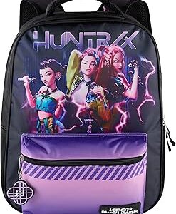 AI ACCESSORY INNOVATIONS K-Pop Demon Hunters Huntrix 16” Backpack for Girls, Featuring Rumi, Zoey, Mira, Rubber Molded Bag Charm, Huntrix