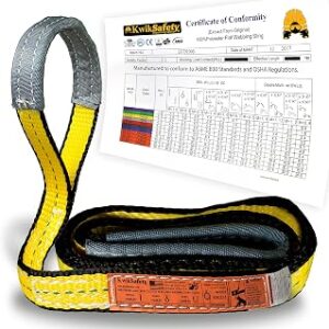 KwikSafety - Charlotte, NC - Mighty Sumo 1”x 8’ Poly Web Sling Lifting Strap Construction ASME OSHA / 3200lbs Vertical 2550lbs Choker 6400lbs Basket/Rigging Moving Towing Hoisting Gear