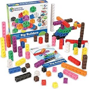 Learning Resources MathLink Cubes Big Builders - Math Manipulatives Kindergarten Games, Pattern Building Blocks, Counting Blocks, STEM Sets, Classroom Counters, Fine Motor Skills, Gifts For Kids