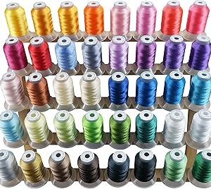 New brothread 40 Colors Compatible with Brother Polyester Embroidery Machine Thread Kit 500M (550Y) Each Spool Compatible with Brother Babylock Janome Singer Pfaff Bernina Embroidery & Sewing Machine