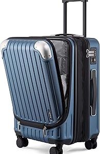 LEVEL8 Grace Carry on Luggage Airline Approved, 20 Inch Expandable Hard Sided Luggages with Spinner Wheels, Harshell Small Rolling Suitcase for Women Men with Tsa Lock, Blue