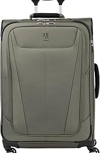 Travelpro Maxlite 5 Softside Expandable Luggage with 4 Spinner Wheels, Lightweight Suitcase, Men and Women, Slate Green, Checked-Medium 25-Inch