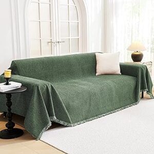 MYSKY HOME Oversized Sofa Covers Couch Covers for 3 Cushion Couch Sofa Pet Friendly, L Shaped Couch Cover Sectional Couch Cover Non Slip Furniture Protector for Kids, 91x150, Moss Green