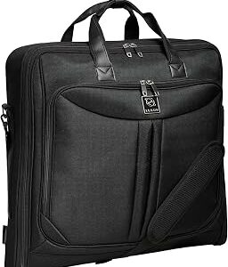 ZEGUR Premium Suit Garment Bag Carry On - Hangs 4 Suits - Travel & Business with Shoulder Strap and Laptop Compartment