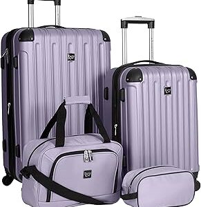 Travelers Club Midtown Hardside 4-Piece Luggage Travel Set, Lilac