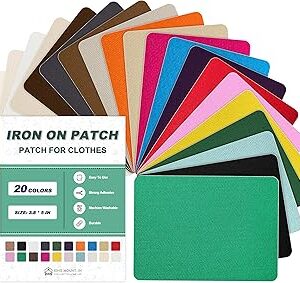 Iron on Patches for Clothes, 20 Pieces Multi-Colored Patches for Cloth, 100% Cotton Fabric Patches for Clothing, Bag, Hat Repair, Clothing Repair Decorating Kit 3.7 by 4.9 (9.5 cm x 12.5 cm)