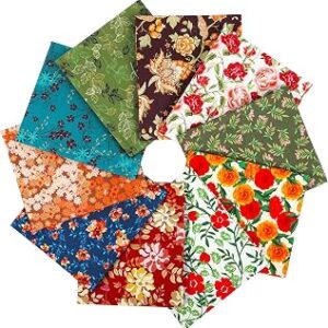 Craftido -25 Options- 100% Cotton Quilting Fabric Bundles 10pcs Fat Quarters 18”x21”-Medium Weight 5.2 oz- Soft Cotton for Quilting, Sewing Project, Patchwork, DIY Crafts - Retro Style