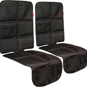 Lusso Gear Car Seat Cover & Protector - 2-Pack Waterproof Non-Slip Protector - Mesh Pocket Organizer - Universal Fit for Convertible & Toddler Car Seats, Black