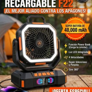 Ventiladores de camping con batería con linterna LED de luz LED 40000mAh recargable portátil con rotación de 360° (copia)