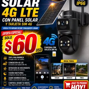 Cámara de Seguridad Solar 4G LTE SZSINOCAM con Panel Solar e IP66